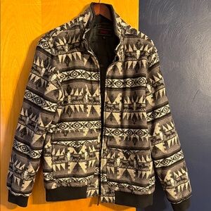 Men's Geometric Pattern Jacket - Black and Gray